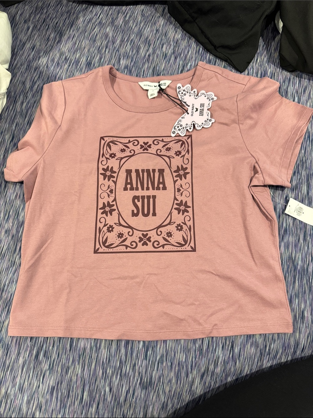 Anna Sui Dusty Rose Logo Graphic Tee